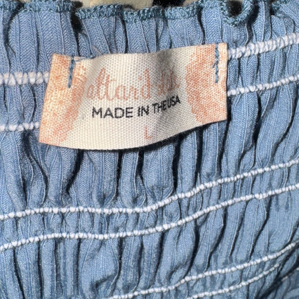 Altar'd State Blue Smocked Ruffled Blouse - Picture 4 of 4